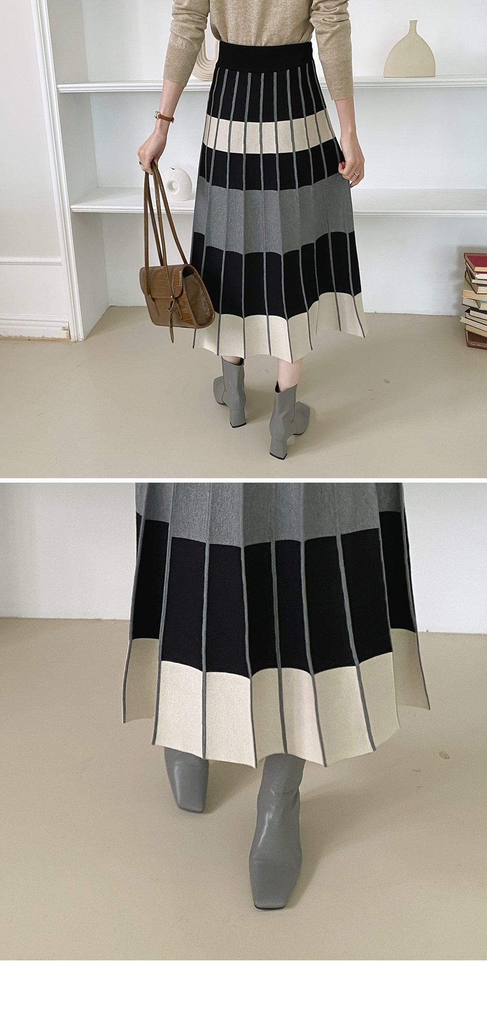 パターン配色Aラインニットスカート・全2色 | DHOLIC PLUS | 詳細画像5