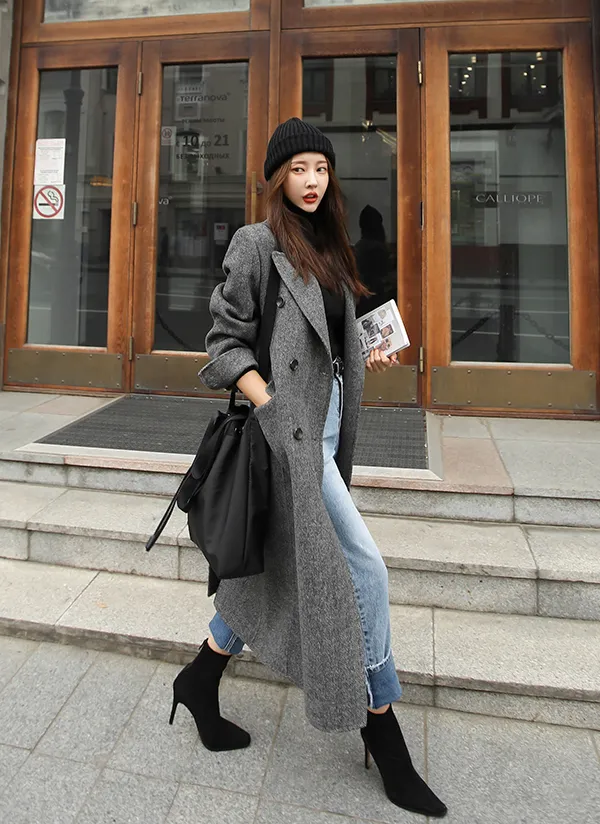 ダブルボタンロング丈コート | レディースファッション通販 - DHOLIC 