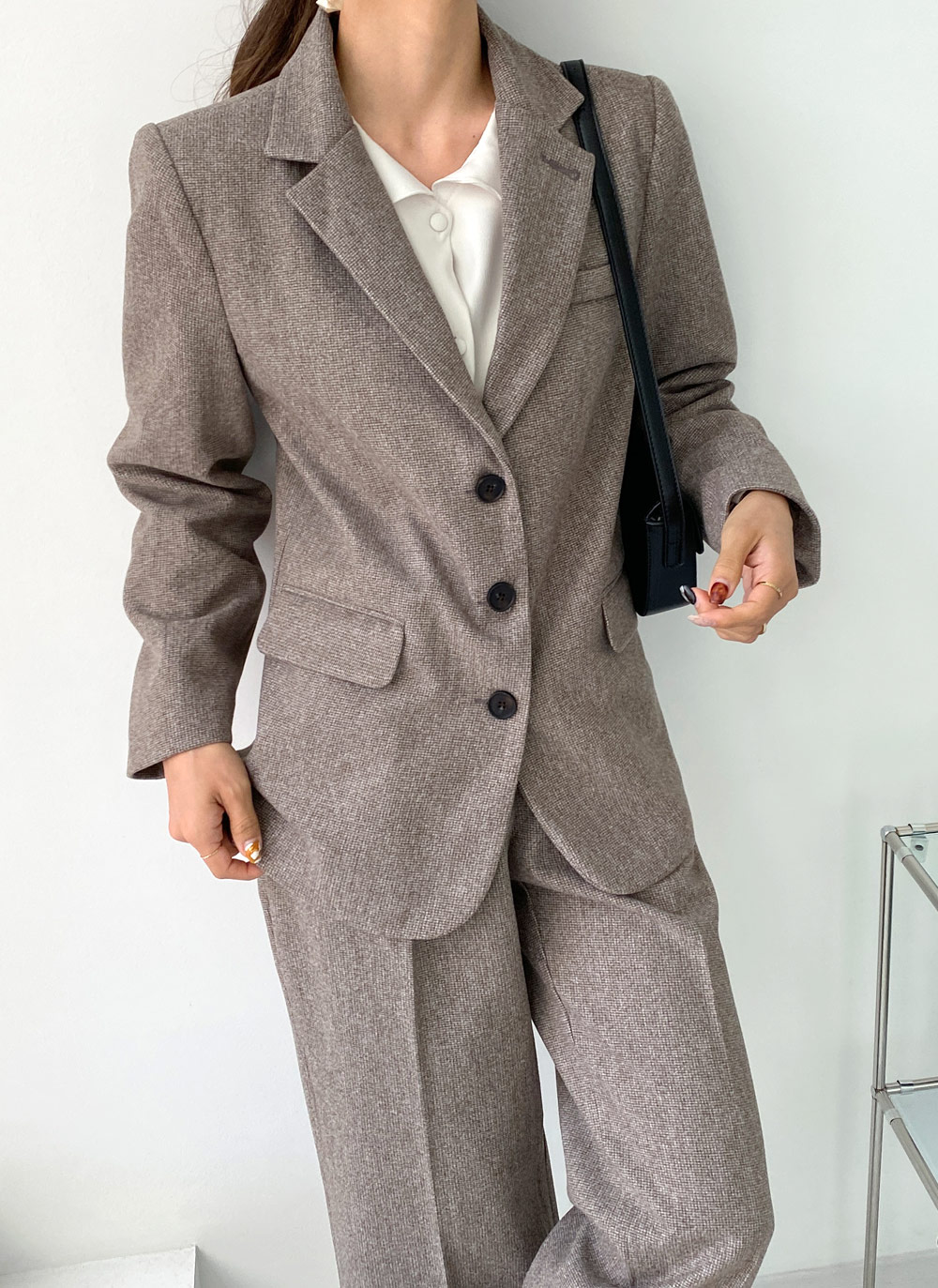 チェックジャケット&ストレートスラックスSET・全2色