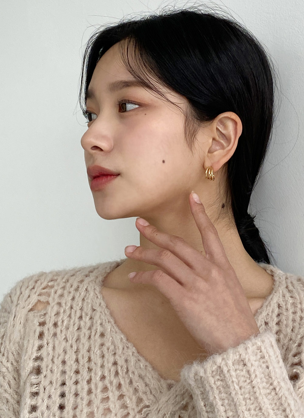 トリプルハーフリングピアス・全2色 | レディースファッション