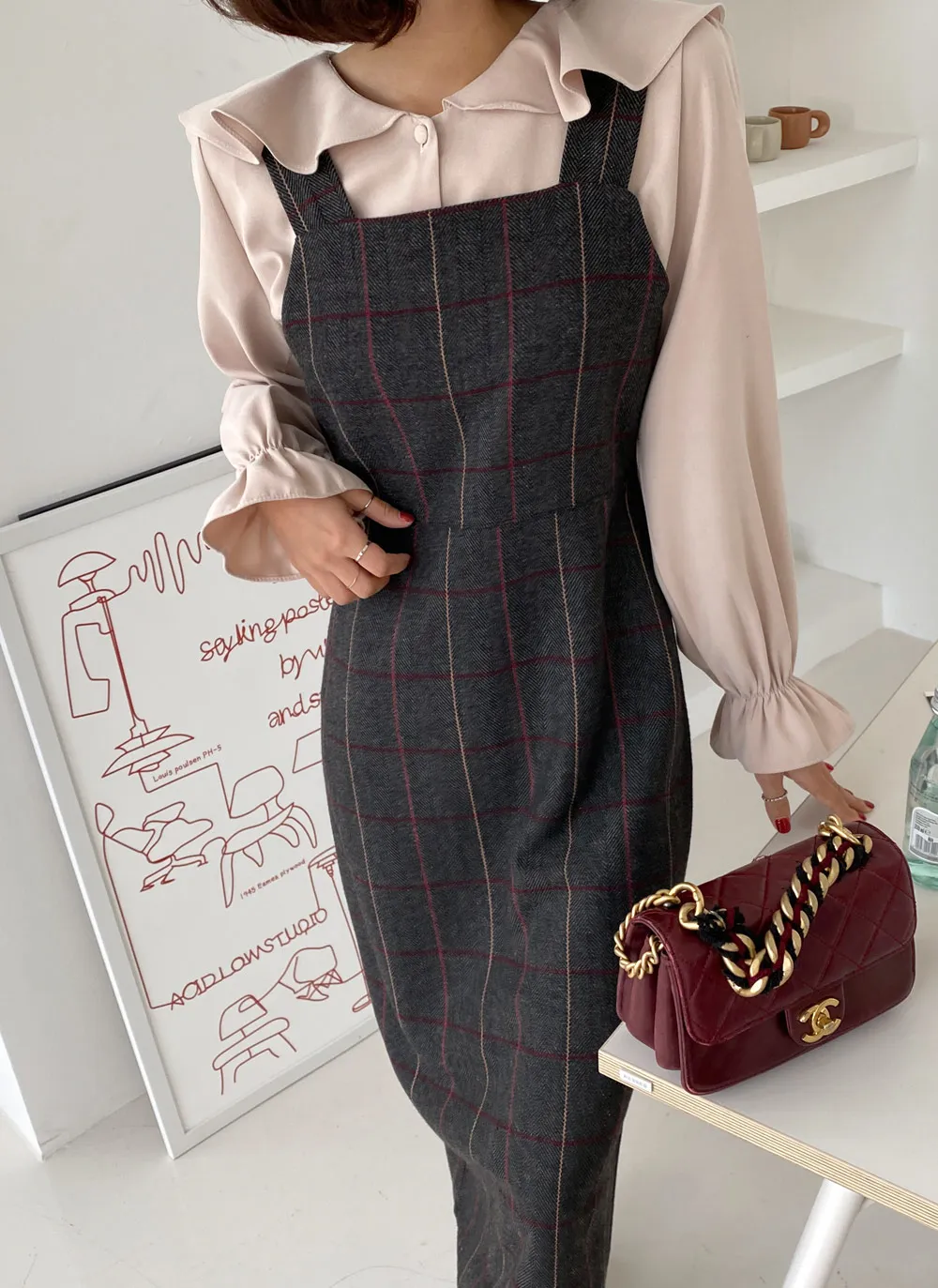 ヘリンボーンチェックノースリワンピース・全3色 | レディース  