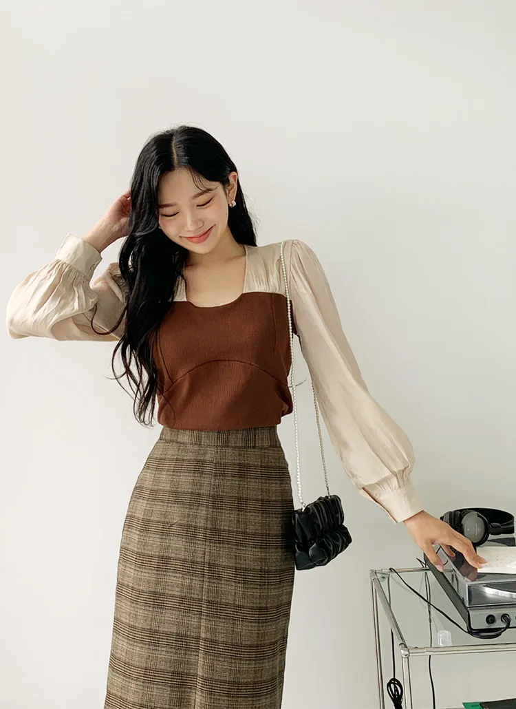 ニットドッキングブラウス・全2色 | DHOLIC | 詳細画像1