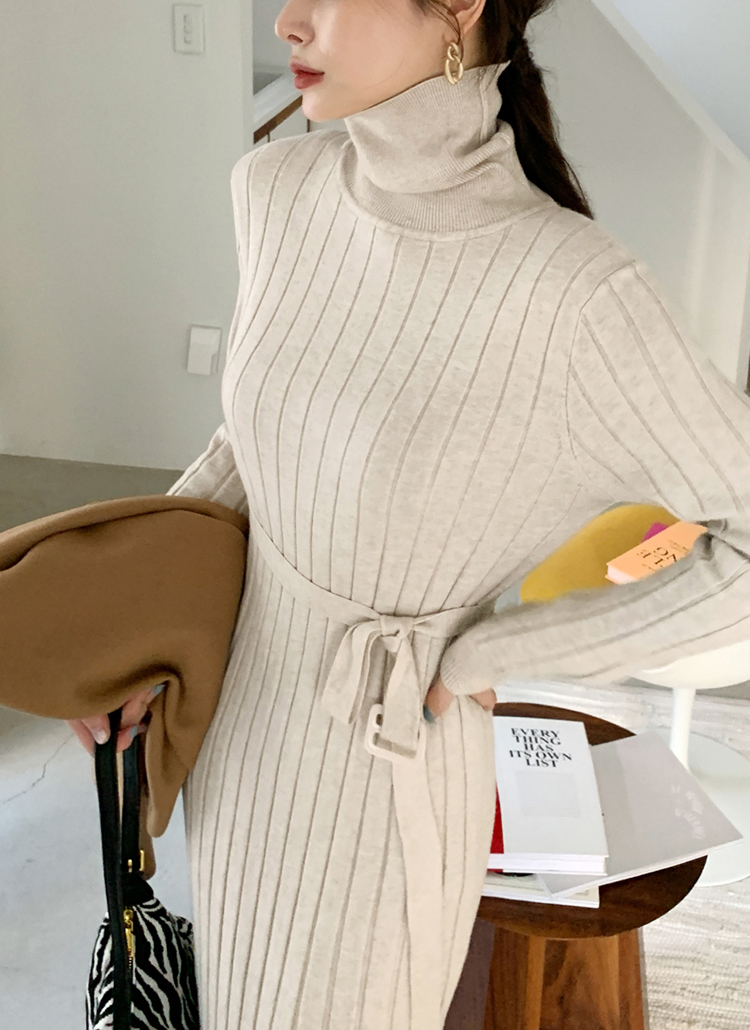 ベルト付つきsetセットリブラインタートルネックスリムフィット長袖ロングニットワンピース秋冬 ワンピース ロング Dholic Ladies ディーホリックレディース ファッション総合通販 Dholic