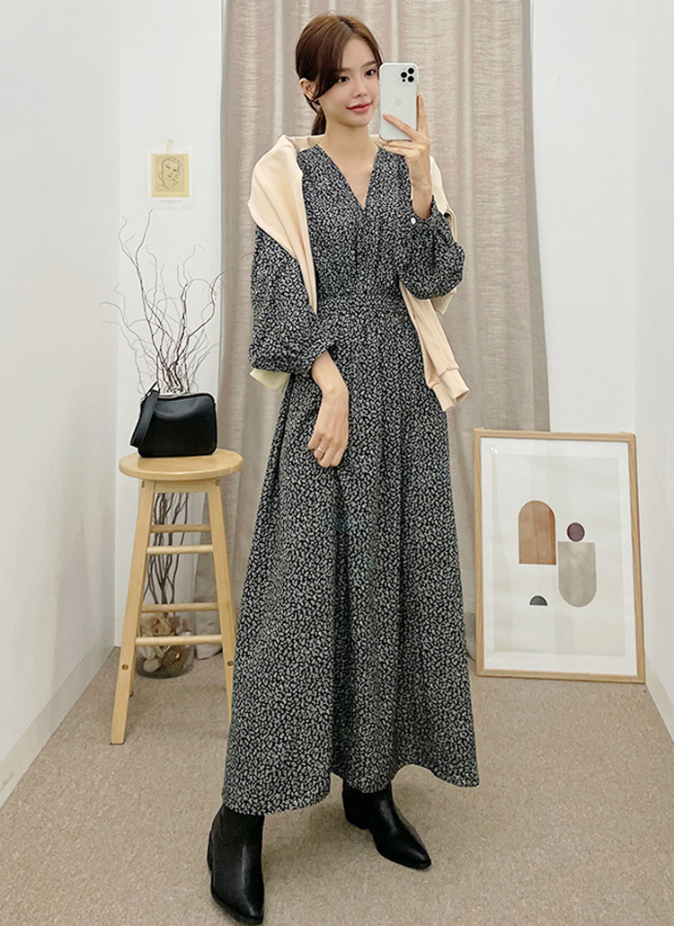 フラワーロング花柄バックリボンカシュクールワンピース春秋冬 ワンピース ロングワンピース Gaenso ゲンソ ファッション総合通販 Dholic
