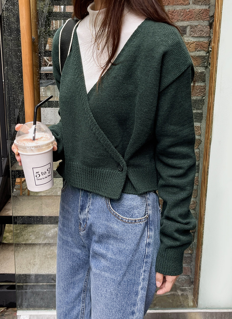 Vネックサイドボタンカーディガン | レディースファッション通販 - DHOLIC 
