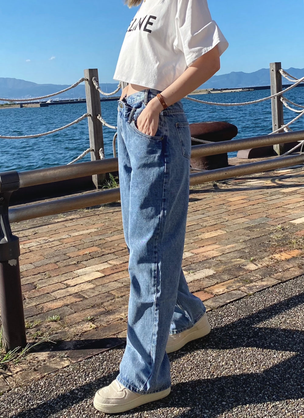 ココディール　ウエストデザインデニムパンツ | フリマアプリ ラクマ