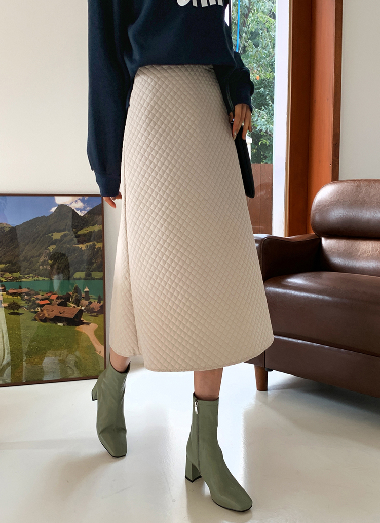 Aラインダイヤキルトフレアバックゴムジッパースカート春秋冬 スカート スカート Dholic Ladies ディーホリックレディース ファッション総合通販 Dholic