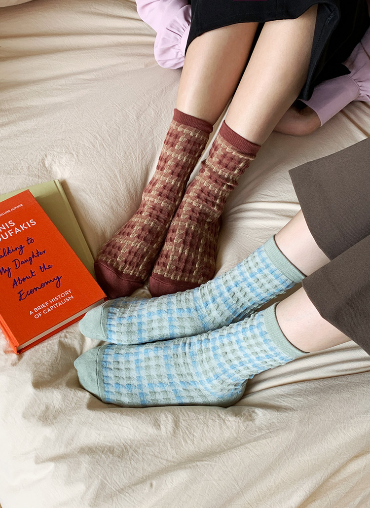 ミックスカラーチェックパターンシワリンクルテクスチャーアンクルソックスリブ靴下春夏秋冬 アクセサリー その他 Dholic Ladies ディーホリックレディース ファッション総合通販 Dholic