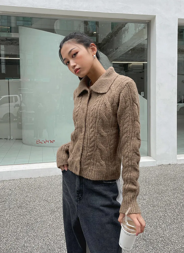 モヘア混ケーブルニットカーディガン | レディースファッション通販  