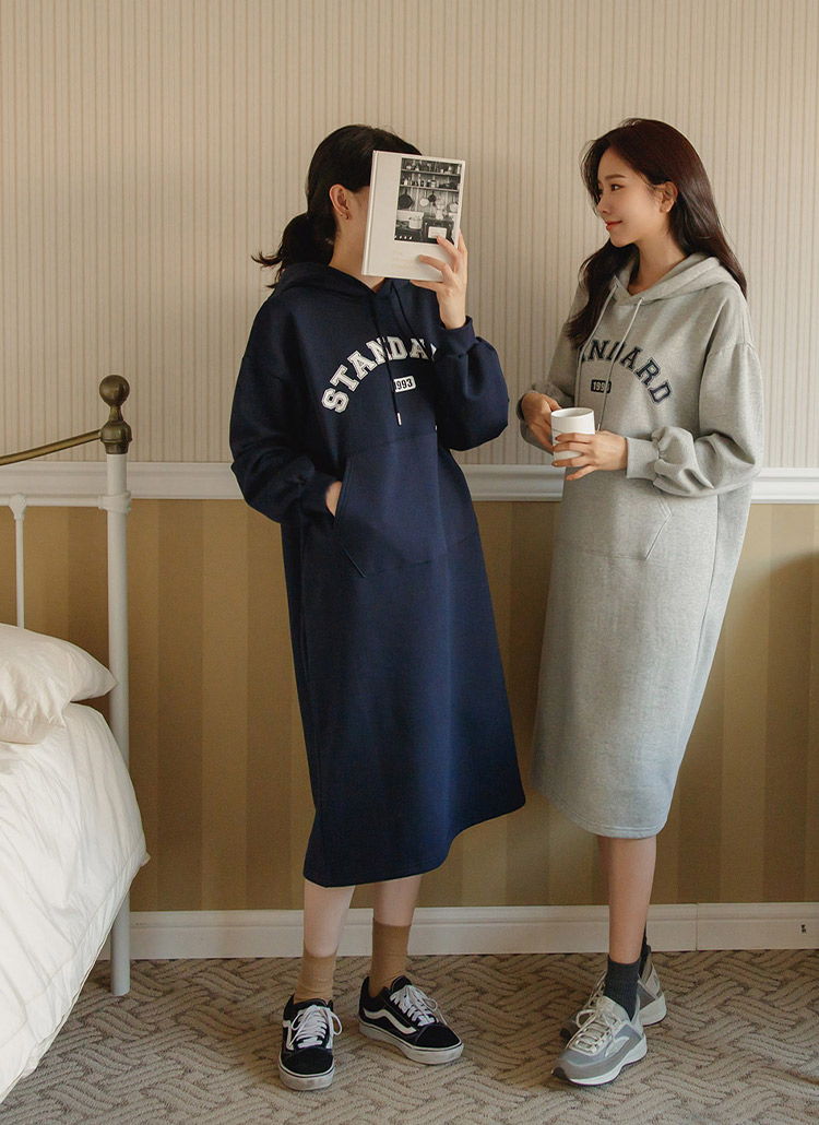 裏起毛ロゴパーカーワンピース | レディースファッション通販 - DHOLIC