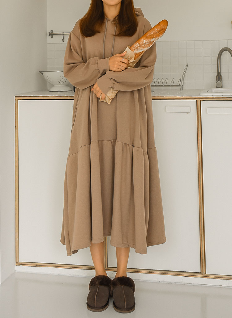 ティアードオーバフィットルーズコットン混裏起毛パーカーワンピース春秋冬 ワンピース ロングワンピース Everynana エブリナナ ファッション総合通販 Dholic