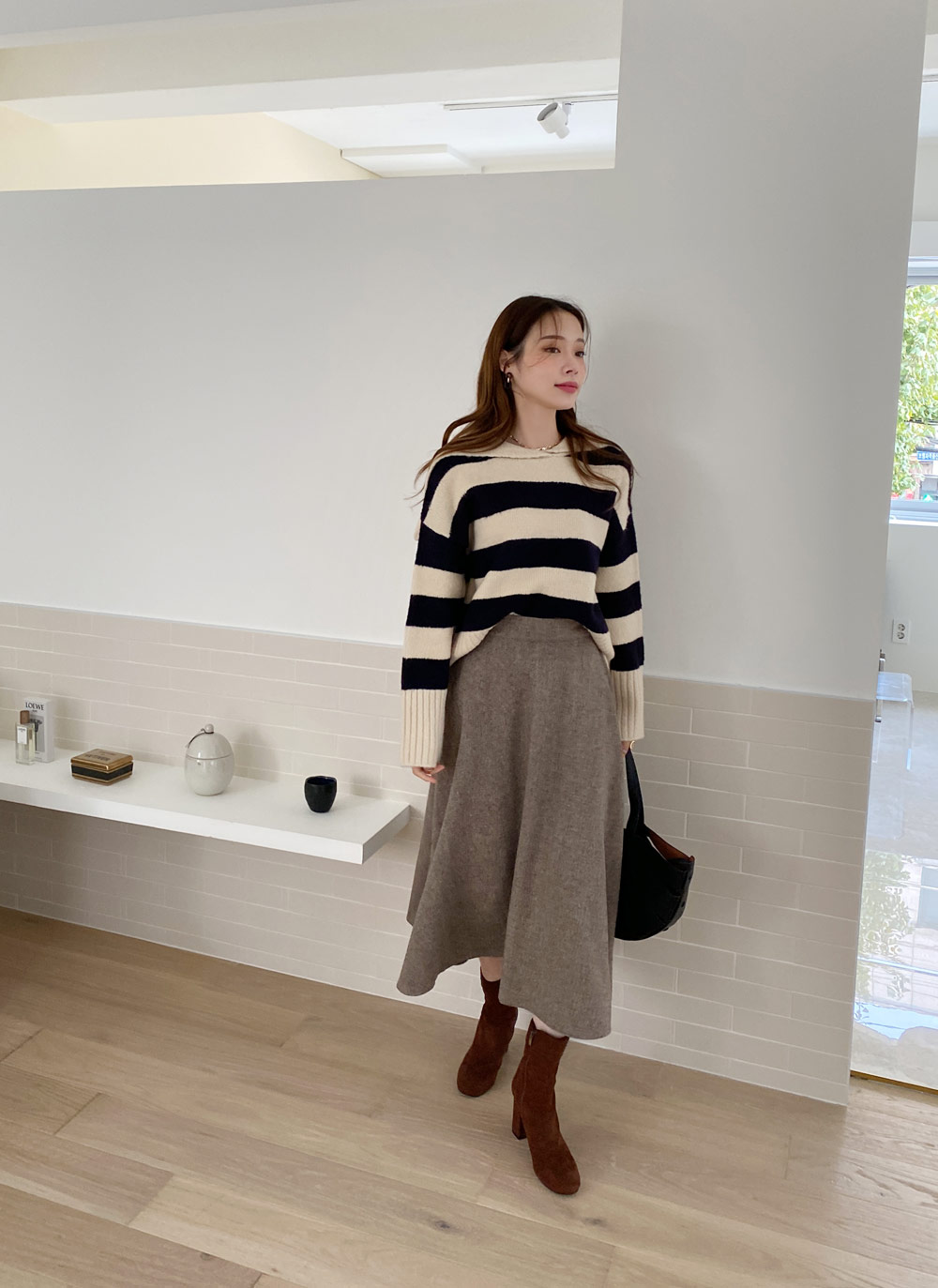 驚きの激安価格 ヘリンボーンフレアロングスカート・全2色 | レディース スカート