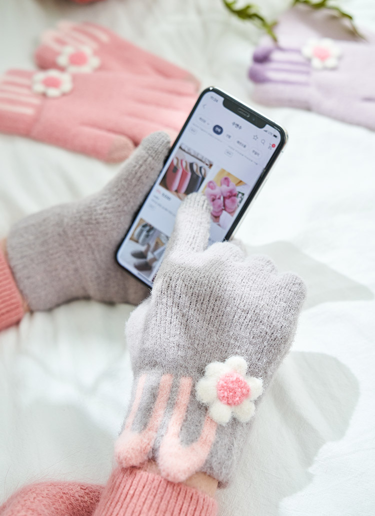 スマホ対応 フラワーラビット手袋うさぎ花春秋冬 アクセサリー 手袋 Soo Soo スーアンドスー ファッション総合通販 Dholic