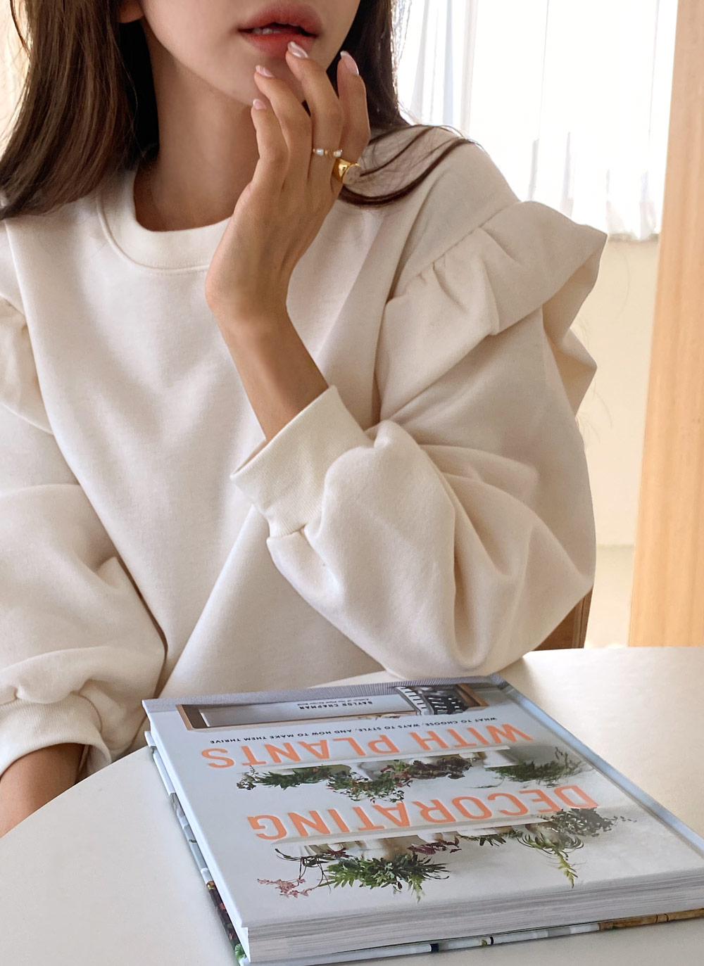 裏起毛ショルダーフリルスウェット | DHOLIC | 詳細画像5