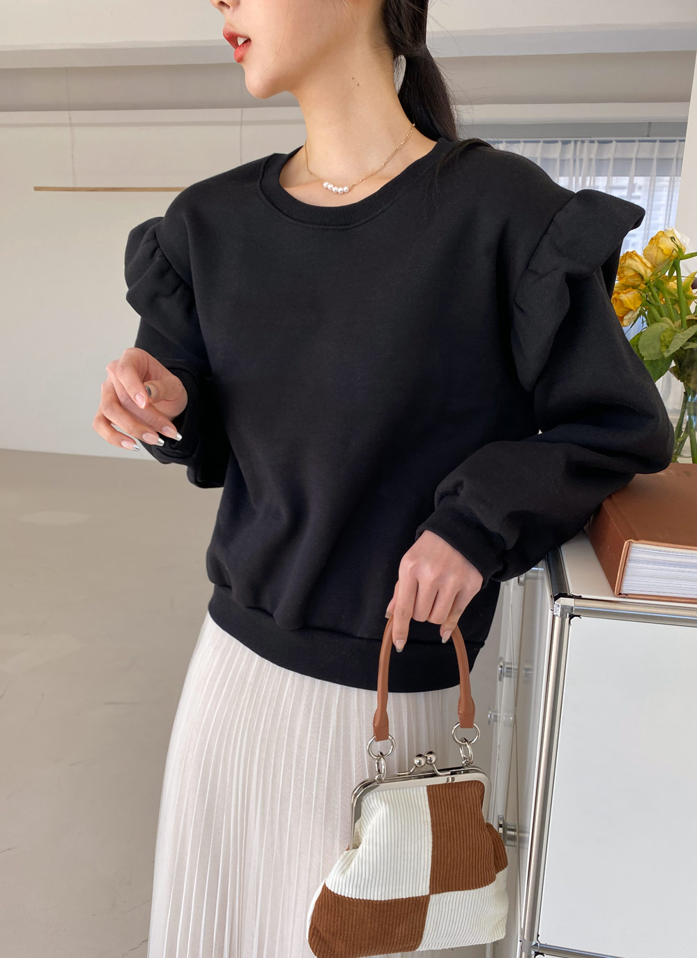 裏起毛ショルダーフリルスウェット | DHOLIC | 詳細画像16