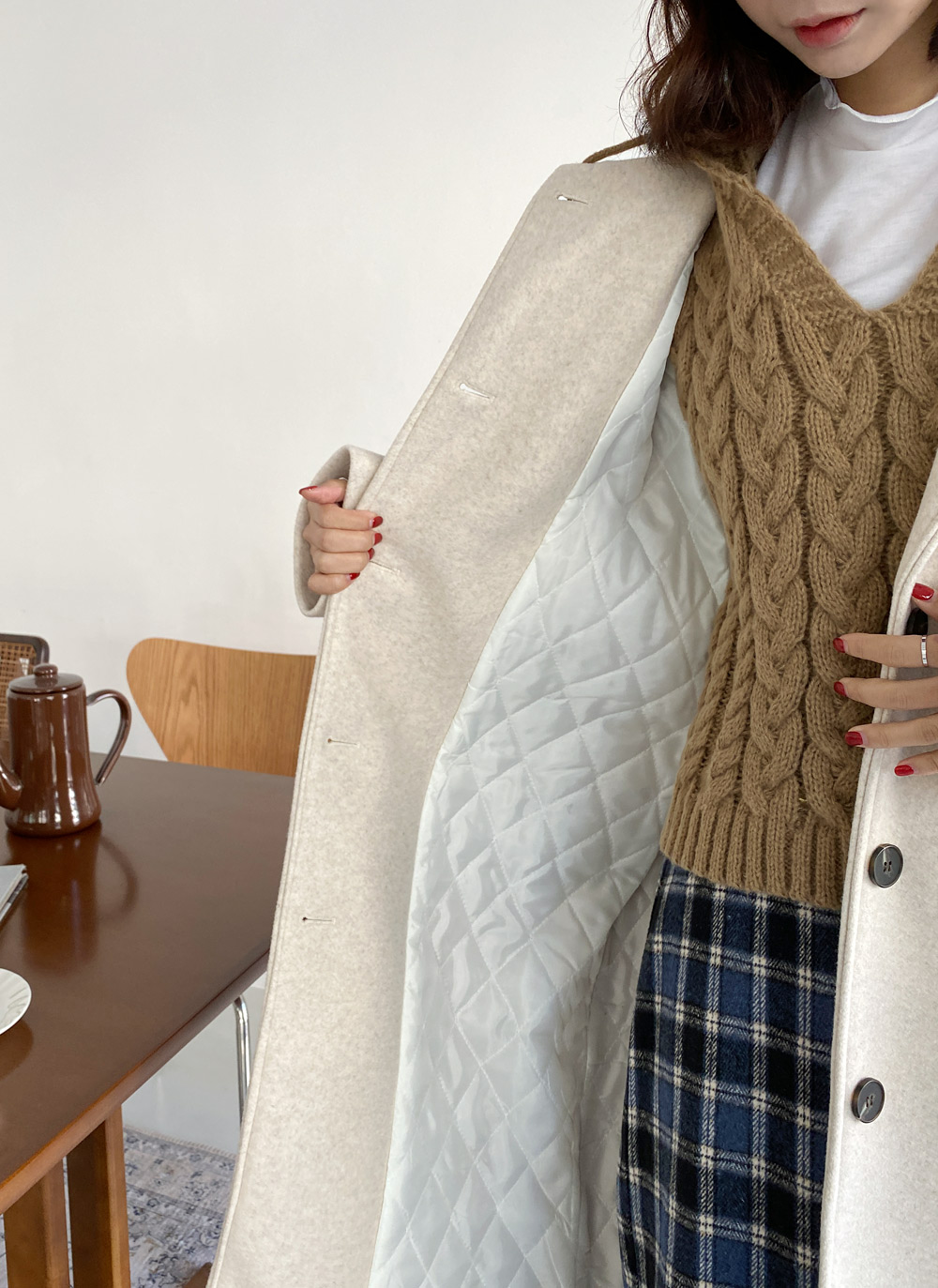 ウール混ボタンロングコート・全3色 | DHOLIC | 詳細画像13