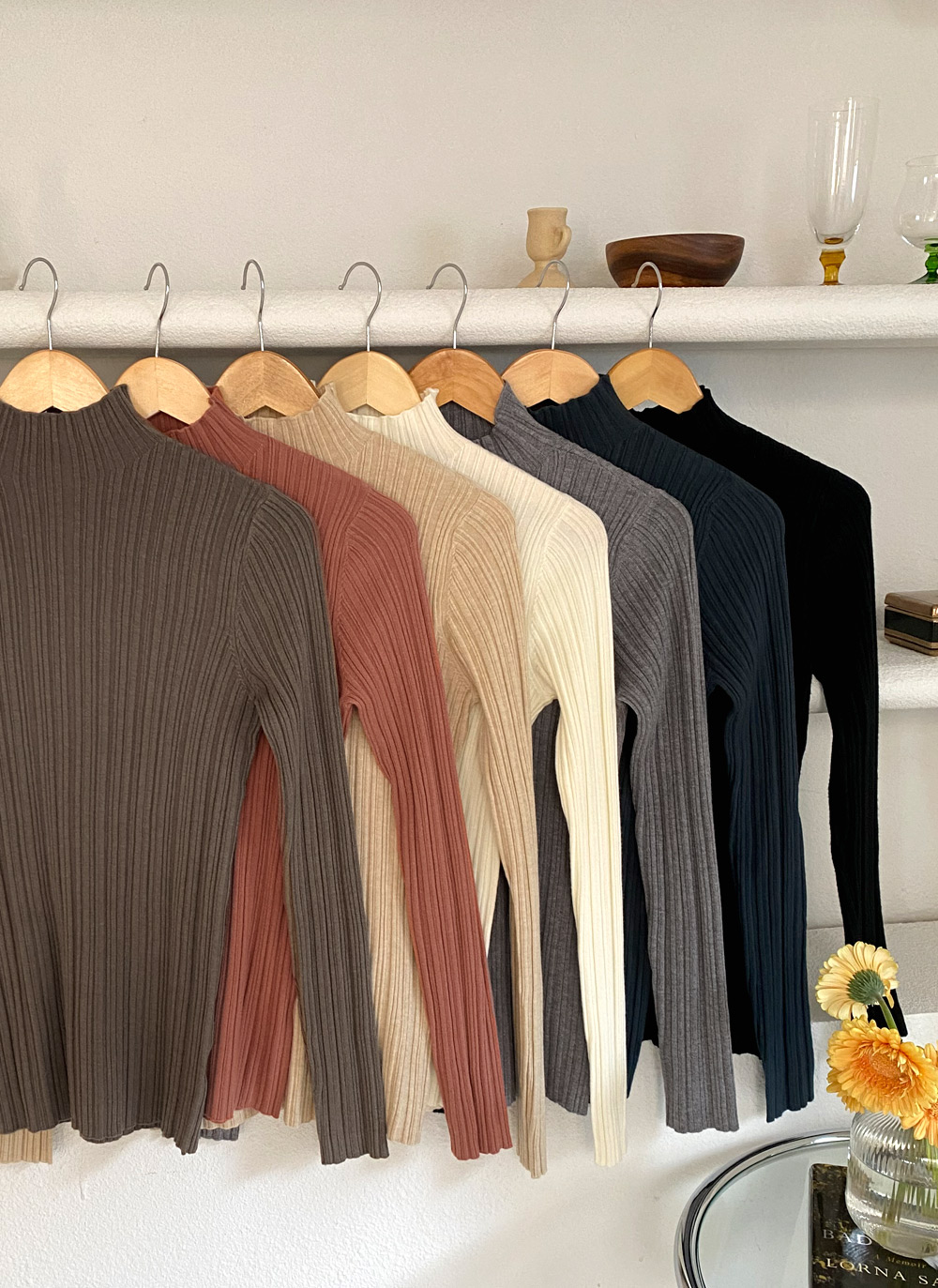 カシミヤ混リブハーフネックニット | レディースファッション通販 - DHOLIC