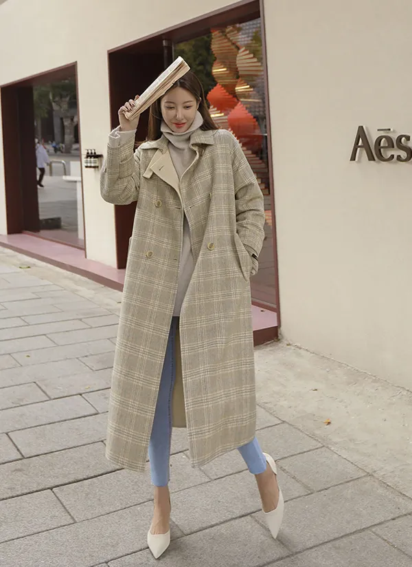ストラップ付チェック柄コート | レディースファッション通販 - DHOLIC 