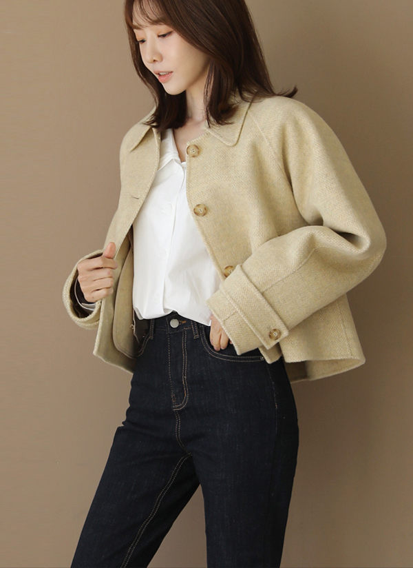 新品 ラグランショートコート ウール混ラグランショートコート | レディースファッション通販 - DHOLIC