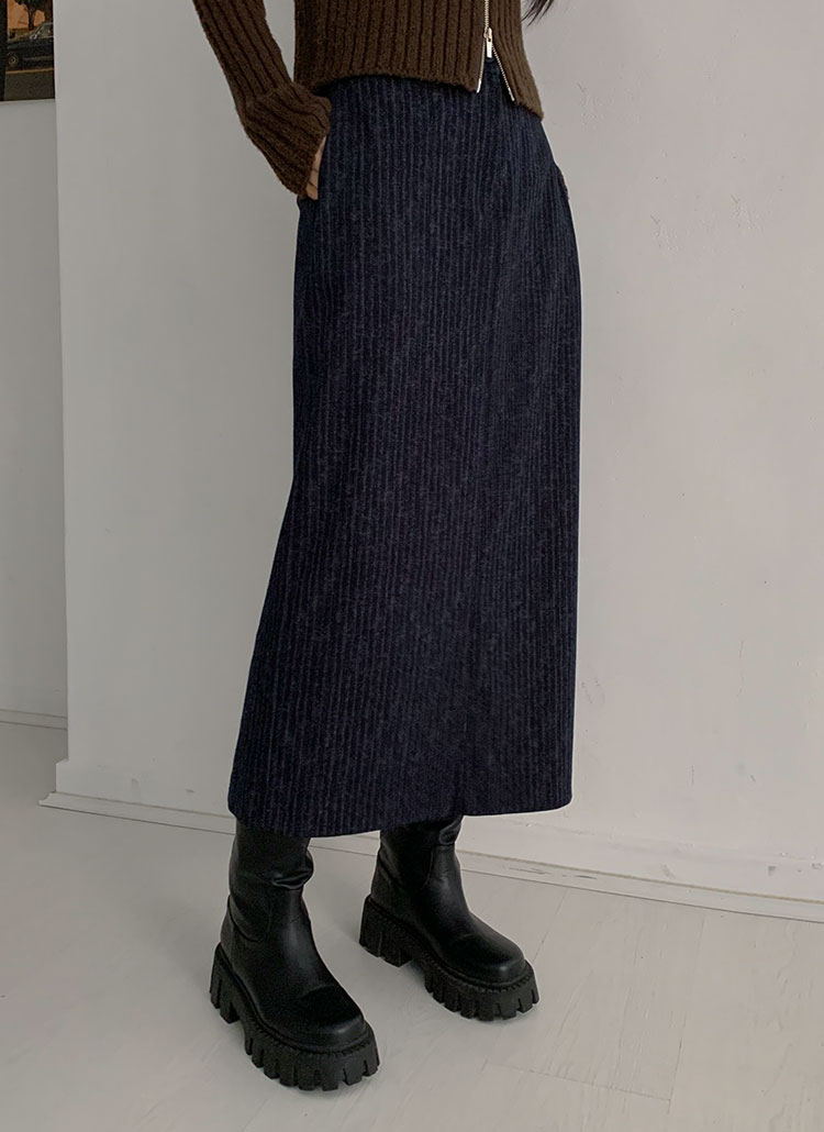 ストレートhラインスリットストライプロングスカート春秋冬 スカート ロングスカート Blackup ブラックアップ ファッション総合通販 Dholic