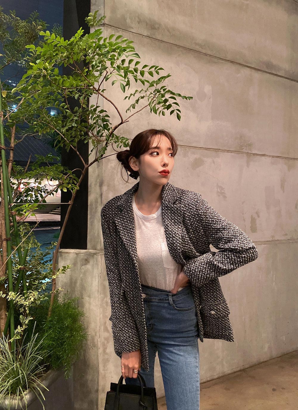 アルページュストーリー ツイード ジャケットフリンジ パールボタン ウール混 アルページュストーリー ツイード ジャケットフリンジ パール