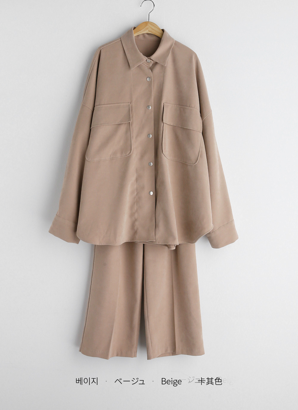 ポケットオーバーフィットシャツ&ハイウエストストレートスラックスSET・全3色 | DHOLIC | 詳細画像19