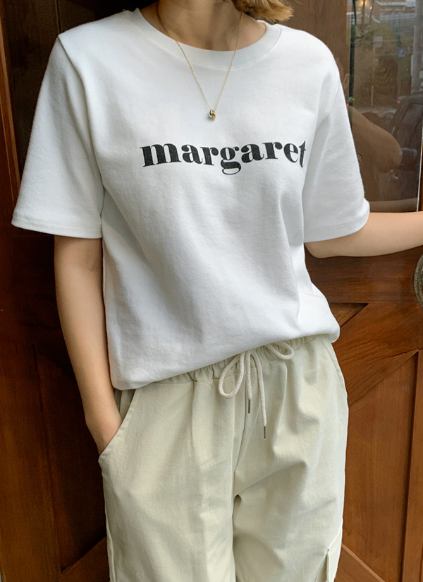 綿コットン起毛margaret英字レタリング半袖tシャツシンプル春秋冬 トップス 半袖tシャツ Mayblue メイブルー ファッション総合通販 Dholic