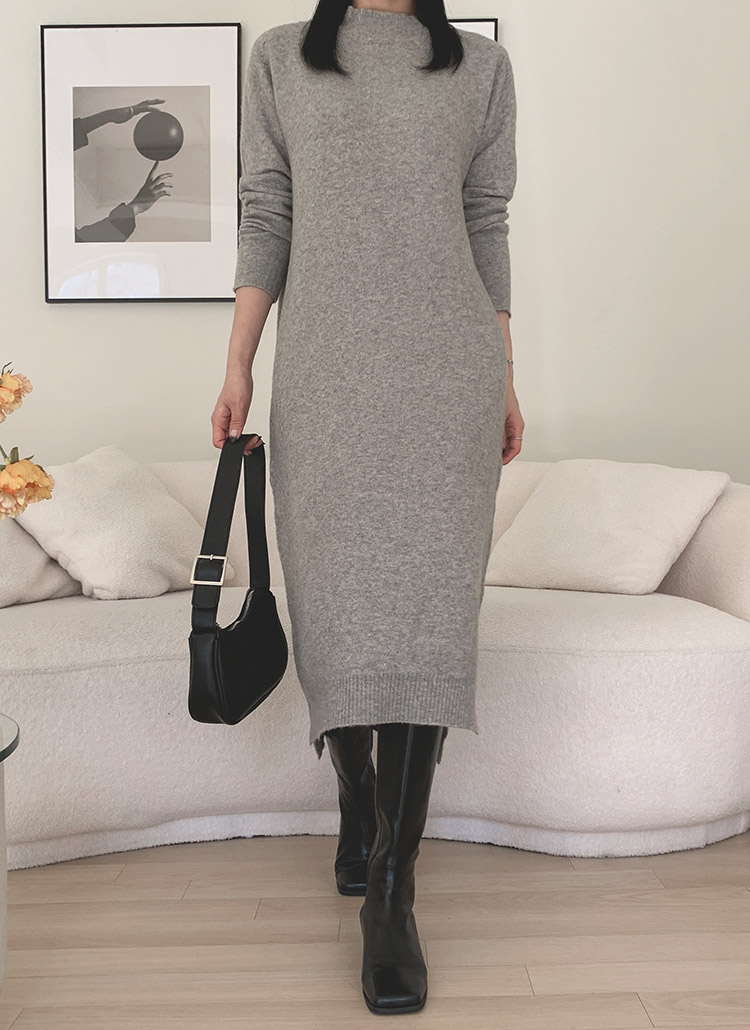 ハーフネックウール混サイドスリット長袖ニットロングワンピース秋冬 ワンピース ロングワンピース Chicblack シックブラック ファッション総合通販 Dholic