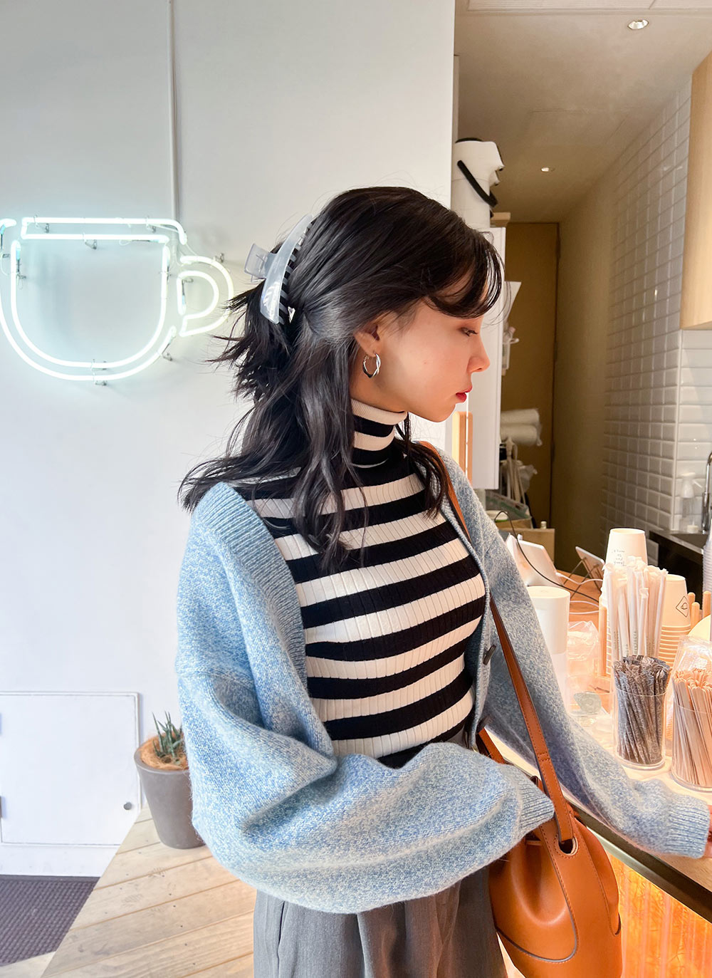 アパルトモン ボーダー タートルネック ニット border タートル Knit 洗えるニットシリーズ】もちもちニット ボーダータートルネックニット
