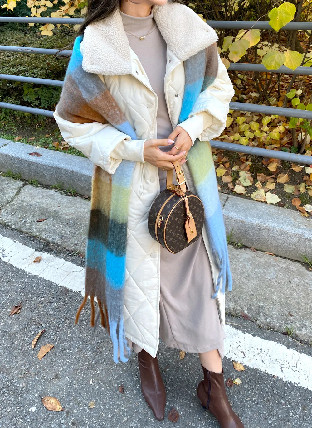 フェイクファーカラーキルティングロングコート・全3色 | レディース  