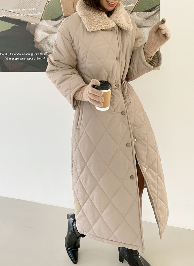 フェイクファーカラーキルティングロングコート・全3色 | レディース