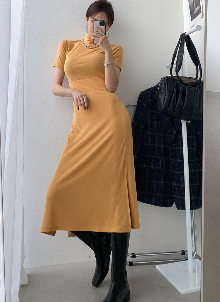 ハイネックスリムフィットタイト半袖ロングフレアワンピース春夏秋 ワンピース ロングワンピース Ppgirl ピピガール ファッション総合通販 Dholic