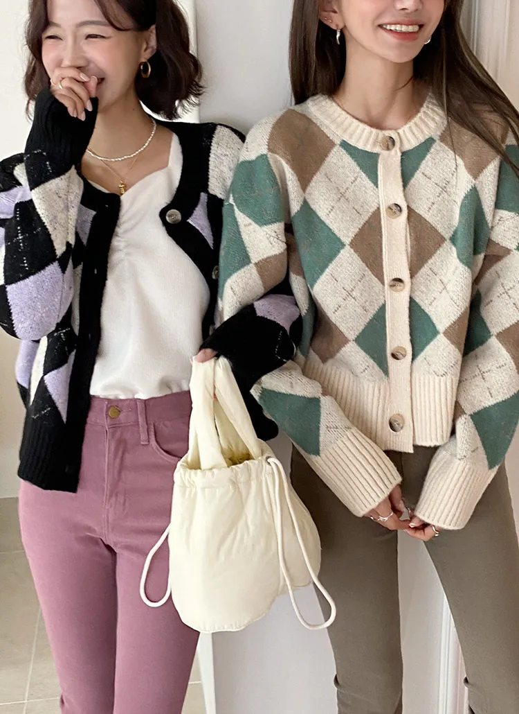 アーガイルニットカーディガン・全3色 | DHOLIC | 詳細画像1