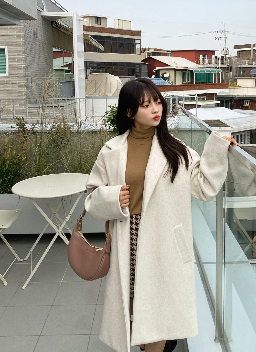 WYM LIDNM チェスターコート コート SMOOTH HERRINGBONE MAXI