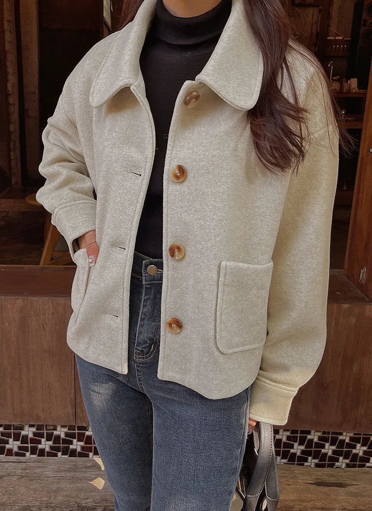 ラウンドカラーショートコート | ririnco | 詳細画像1