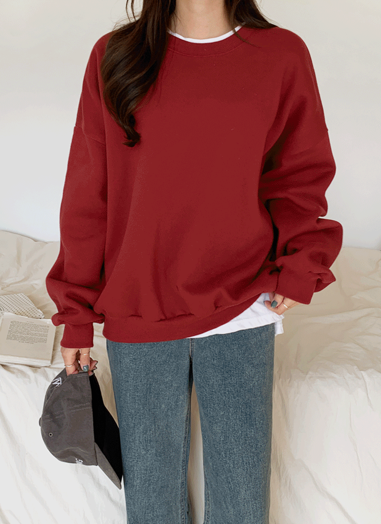 オーバーフィットラウンドネック裏起毛ドロップショルダースウェット春秋冬 トップス スウェット Ontheriver オンザリバー ファッション総合通販 Dholic