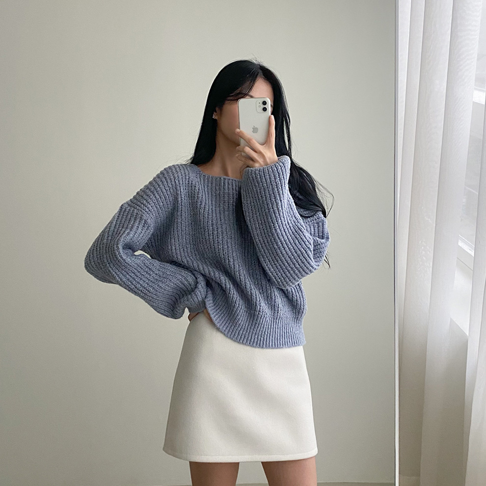 8COLORSスクエアネックニット・p310705