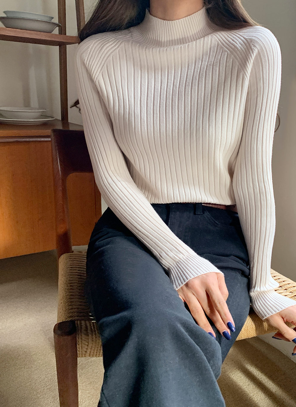 ハーフネックリブニット | レディースファッション通販 - DHOLIC