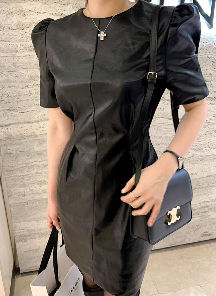 パフスリーブレザー調ラウンドネックミニワンピース秋冬 ワンピース ミニワンピース Ppgirl ピピガール ファッション総合通販 Dholic パフスリーブレザー調ラウンドネックミニワンピース秋冬 ワンピース ミニワンピース Ppgirl ピピガール ファッション総合通販 Dholic