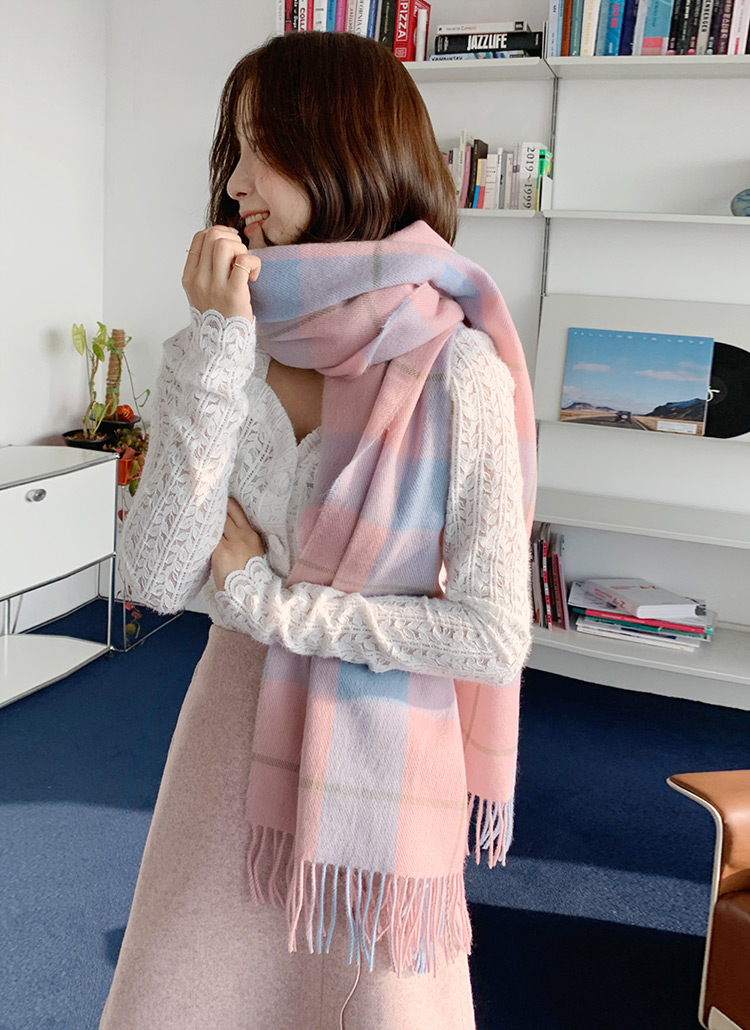 パステルチェックパターンマフラー・全3色 | レディースファッション