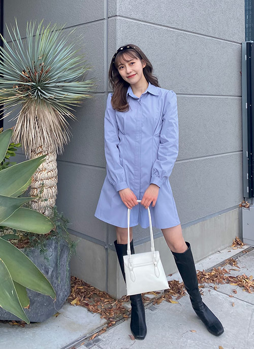 パフスリーブyシャツワンピース レディースファッション通販 Dholic