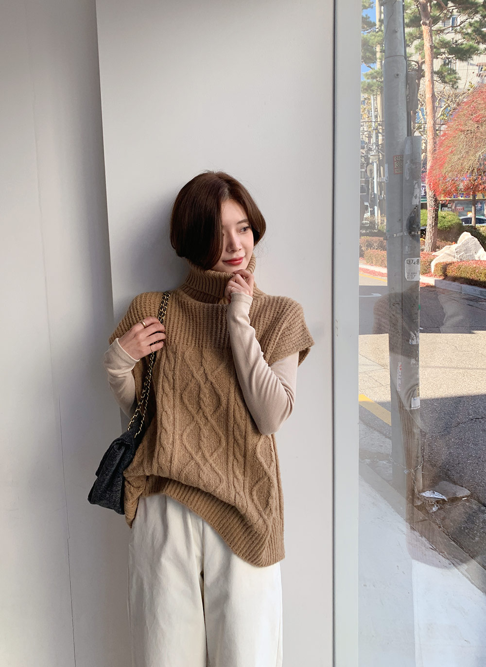 BEIGE，(ベイジ，)｜LA MONNAIE（ラ モネ）/タートルニット/レッド×キャメル の通販｜ELLESHOP・(エル・ショップ)