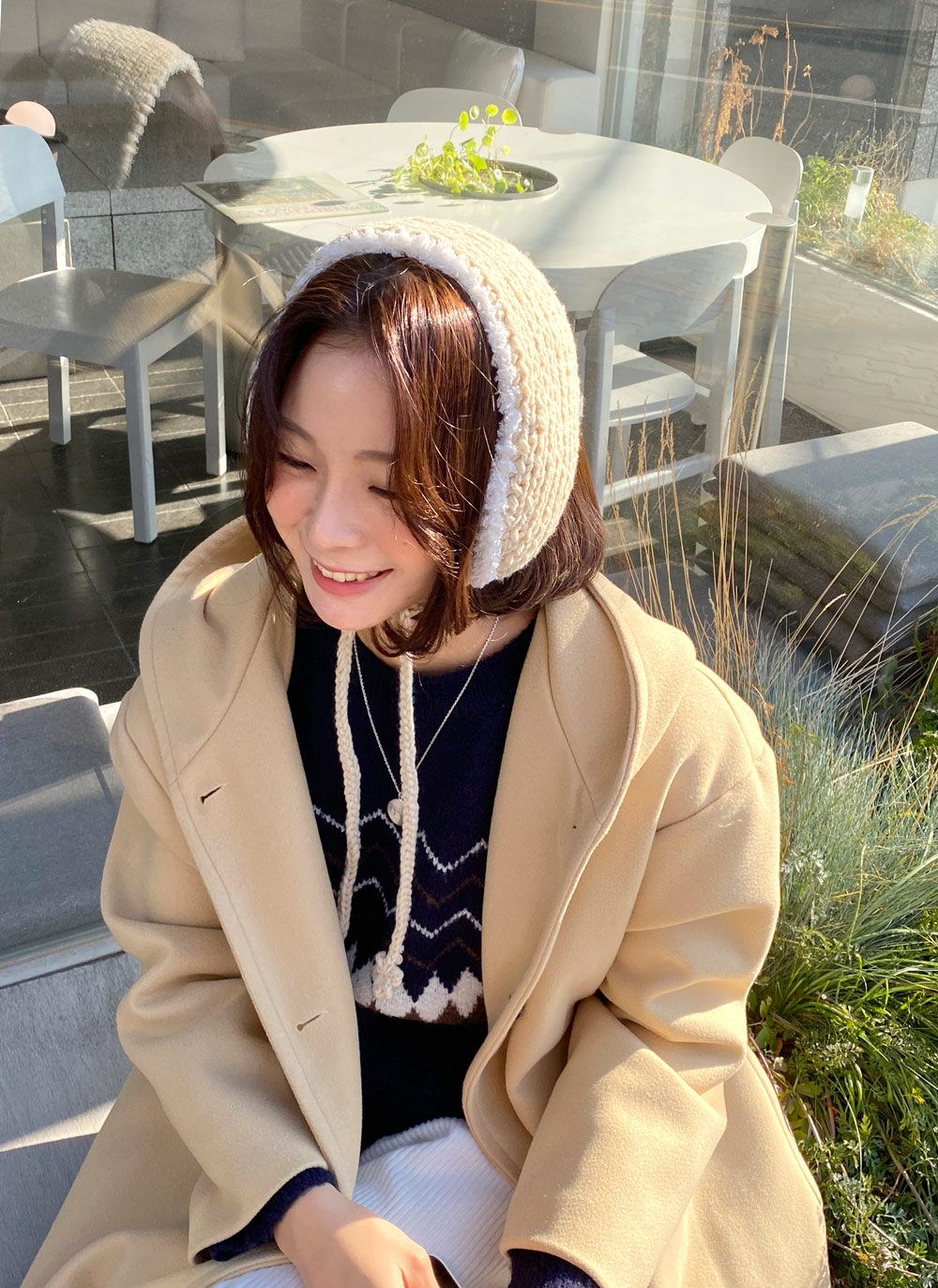 リバーシブル配色ニットイヤーマフ | レディースファッション通販 - DHOLIC