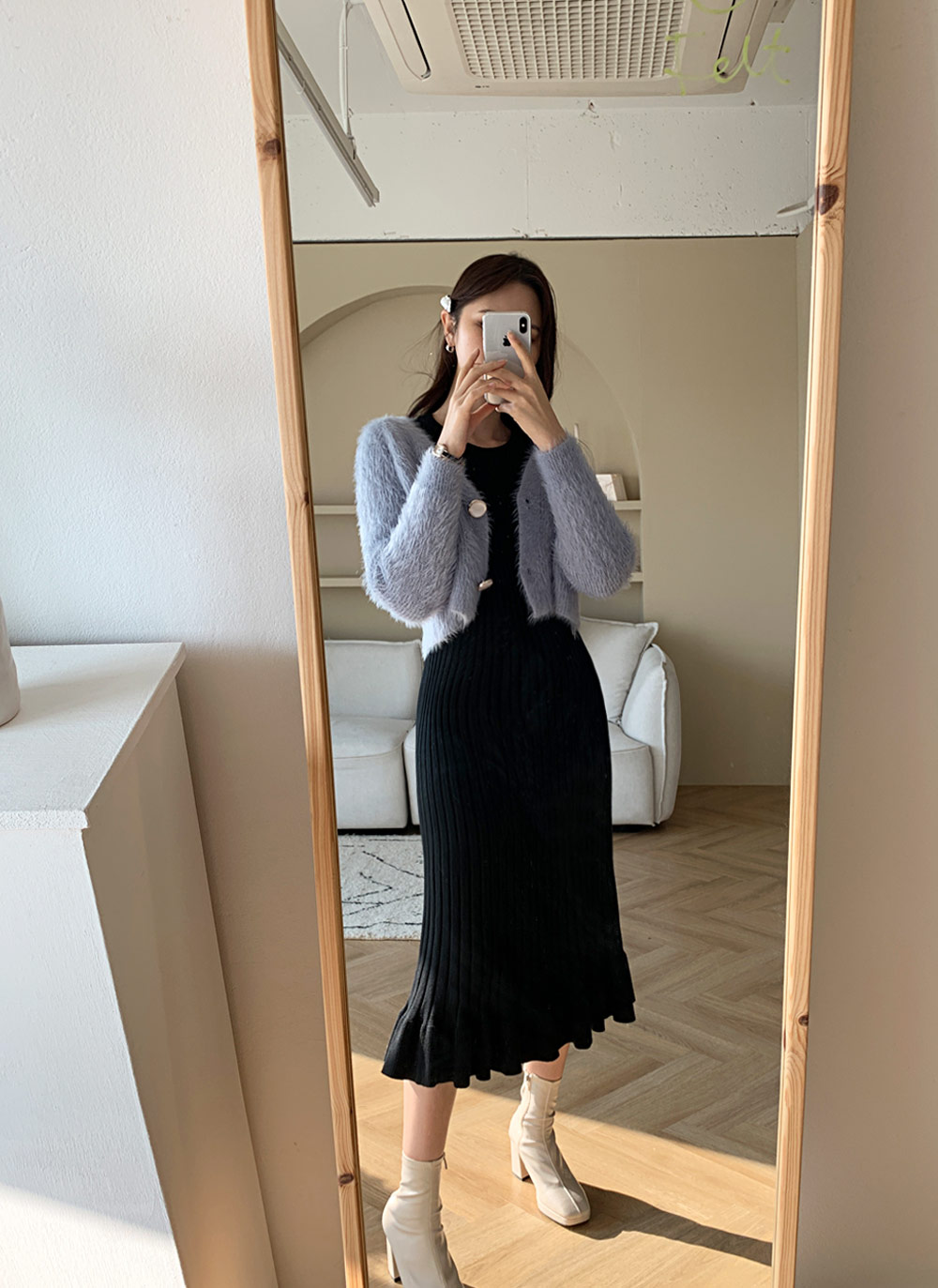 DHOLIC ファー ホワイト にゃさん専用 ラウンドネックフェイクファージャケット | レディース