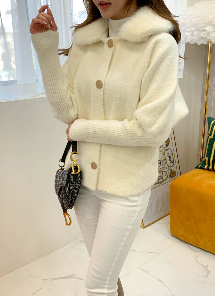 フェイクファーカラー襟長袖パフスリーブニットカーディガン秋冬 トップス カーディガン Minagram ミナグラム ファッション総合通販 Dholic