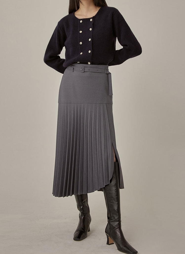 アシメヘムベルト付スリットプリーツスカート春秋冬 スカート ロングスカート Magjay マグジェイ ファッション総合通販 Dholic