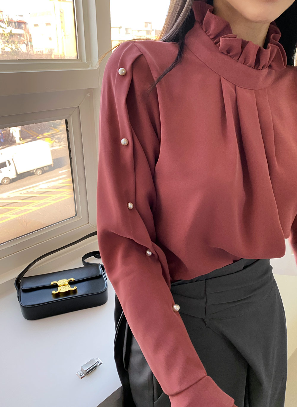 ネックパール✖️フリルトップミディドレスchgdXS NEWカラー＊ネック