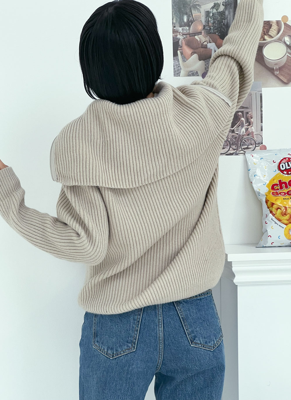 Zip up pompom knit | レディースファッション通販 - DHOLIC