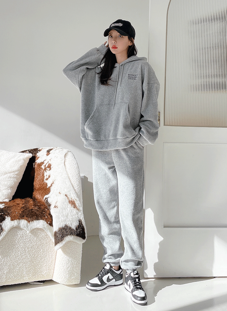 英字刺繍フリースパーカー ジョガーパンツset レディースファッション通販 Dholic 公式