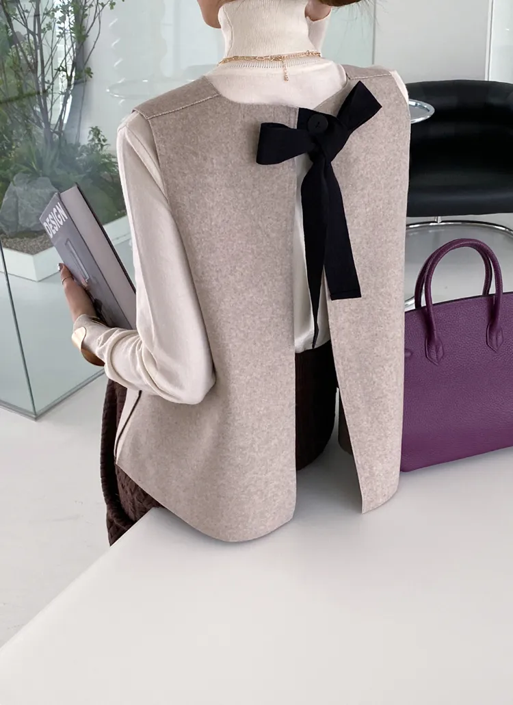 サイドボタンリボンベスト | DHOLIC | 詳細画像1